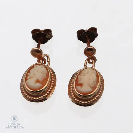 Camee-korvakorut, korkeus 15mm, 585br, Paino: 1,1 g