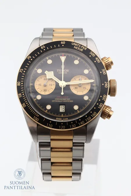 Teräsrannekello Tudor Black Bay Chrono S&G, automaatti, mallinumero 79363N, sarjanumero Q448684, Ø 45mm, pituus 190mm, takuukortti ostettu 9.10.2020, käyttäjän manuaali, säilytyslaatikko. 