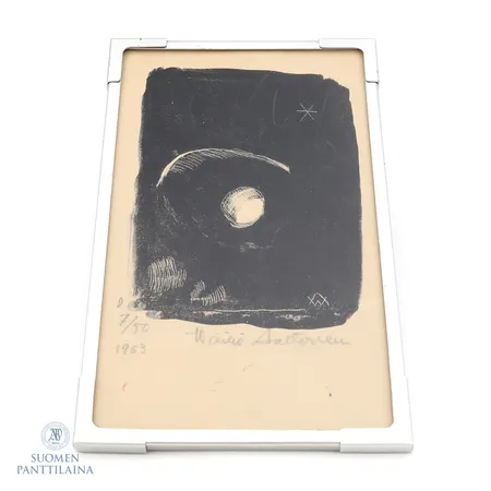 Litografi, Taivaankappaleet, signeeraus Wäinö Aaltonen 7/50 1963, mitat 15X10cm