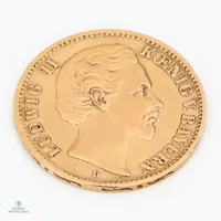 Kultaraha, Saksa, Ludvig ll Koenig v. Bayern, nimellisarvo 10 mark, 1975, 900,  Paino: 3,9 g
