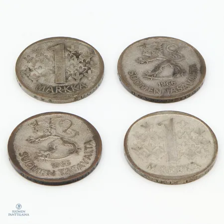 Neljä markkaa, vuodelta 1966, hopea 333,  Paino: 25,5 g