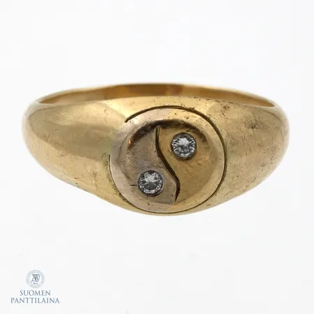 Viallinen timanttisormus 2xn0.03ct, koko 20½, 750,  Paino: 8,3 g
