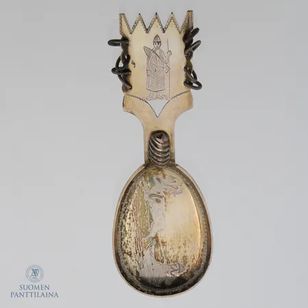 Lapinlusikka, pituus 130mm, kaiverrettu, vuodelta 1924, 813,  Paino: 35,3 g