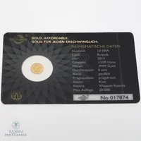Kultaraha Kiwi, 10 FRW, 2015, 1/200 OZ, 999 Paino: 0,1 g