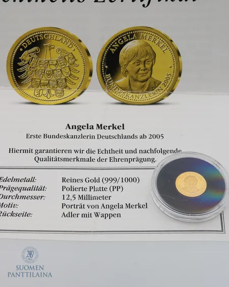 Kultalaatta, Angela Merkel 2005, 999,  Paino: 0,6 g