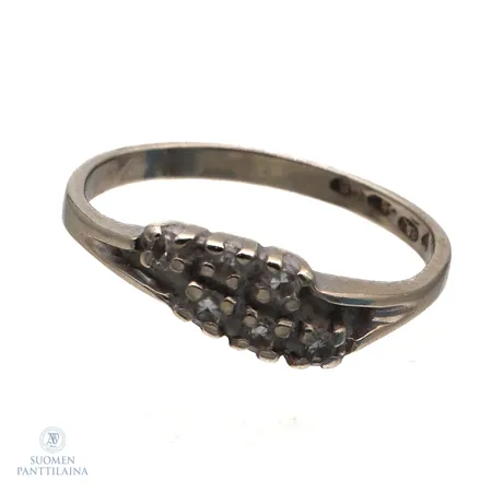 Timanttisormus 6xn.0.005ct, koko 15½, 585 valkokulta,  Paino: 1,4 g