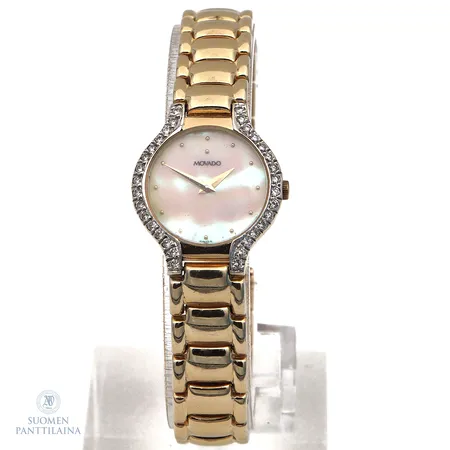 Kultarannekello Movado timantteilla 32xn.0.02ct, quartz, rungon Ø22mm,  kultarannekkeen pituus 175-185mm, 585br,  Paino: 28,2 g
