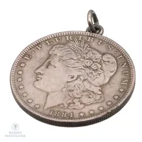 Hoperahariipus, 1884 Morgan Silver Dollar, korkeus 45mm, 900,  Paino: 26,7 g