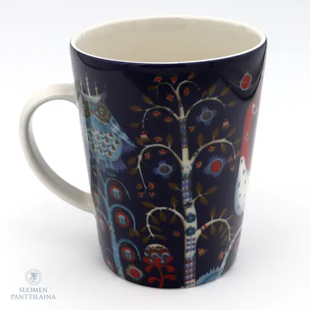 Kahvimuki, Iittala Taika, 40cl, design Klaus Haapaniemi, hyvin pientä käyttökulumaa, sininen