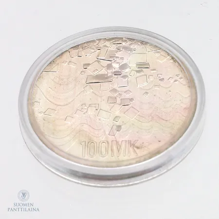 Juhlaraha, Itsenäinen Suomi 75 vuotta 1917-1992, nimellisarvo 100mk, 925,   Paino: 24 g