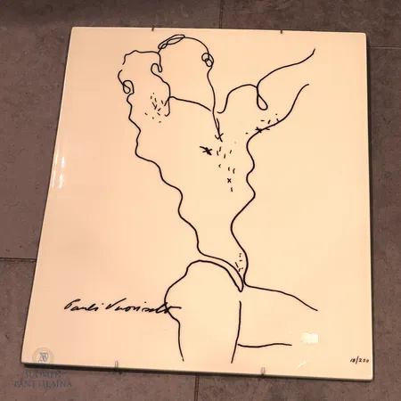 Seinälautanen, keraaminen, Pauli Vuorisalo, Arabia, 19/250, mitat 43x36cm Lähetetään postipakettina.