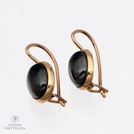Hematiittikorvakorut, korkeus 20mm, 585br,  Paino: 3,7 g