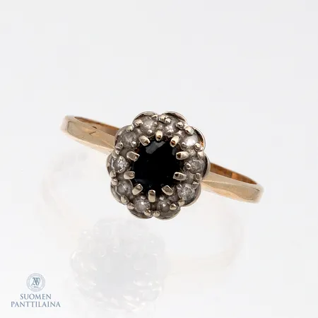 Diana-sormus timanteilla 10xn0.02ct, koko 17½, 585br,  Paino: 2,3 g