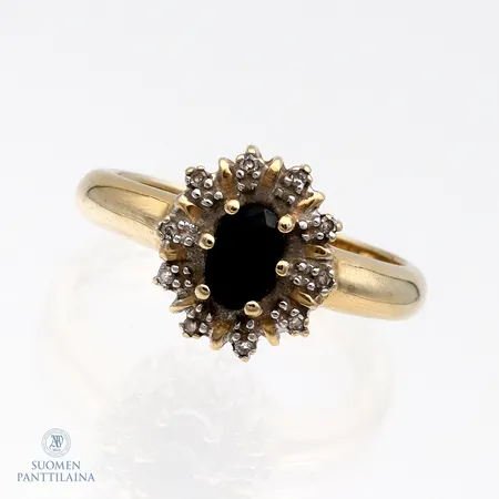 Diana-sormus timanteilla 10xn0.005ct, koko 18, Kultajousi Oy, 585br, Paino: 4 g