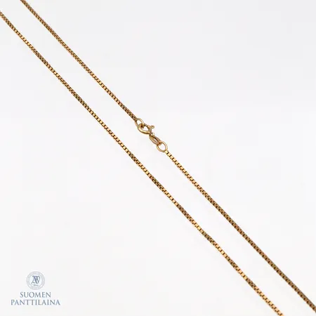 Venetsia-kaulaketju, pituus 60,5cm, leveys 1mm, pieniä käytön jälkiä, 585, Paino: 5,7 g
