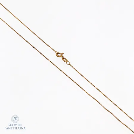 Venetsia-kaulaketju, pituus 48cm, leveys 1mm, käytön jälkiä, 585, Paino: 1,2 g