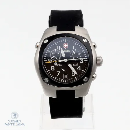 Teräsrannekello Victorinox Hunter Fly-back Chrono, V.25584, taulun Ø 40mm, kumiranneke, laatikko.