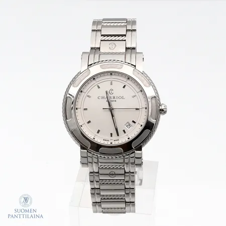 Teräsrannekello Charriol Geneve, quartz, taulun Ø 36mm, rannekkeen pituus 210mm.
