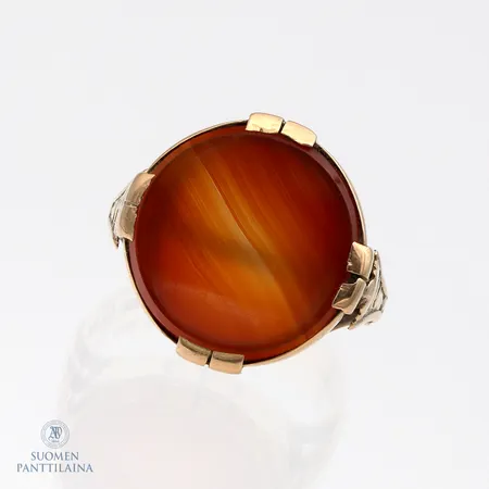 Kivisormus, koko 19¼, kiven Ø 18mm, vuodelta 1951, 585br,  Paino: 5,8 g