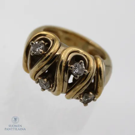 Timanttisormus 4xn.0.16ct, koko 17¼, 750br,  Paino: 15,3 g