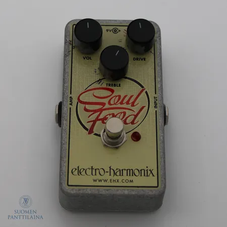 Pedaali Electro-Harmonix Soul Food, käytöstä aiheutunutta kulumaa