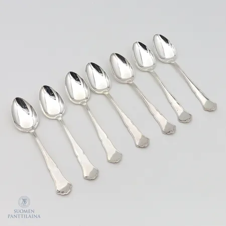 Seitsemän kahvilusikkaa, Chippendale, pituus 115mm, 830,  Paino: 86,1 g