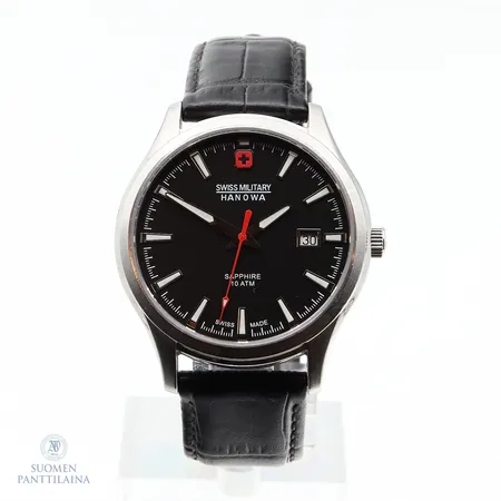 Teräsrannekello Swiss Military Hanowa, quartz, 06-4303 CH, rungon Ø 40mm, rannekkeen pituus 180-225mm, rungossa pieniä käytön jälkiä