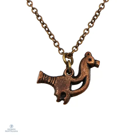 Kaulakoru, Kalevala, Lintunen, ketjun pituus 62cm, riipuksen korkeus 20mm, pronssia 
