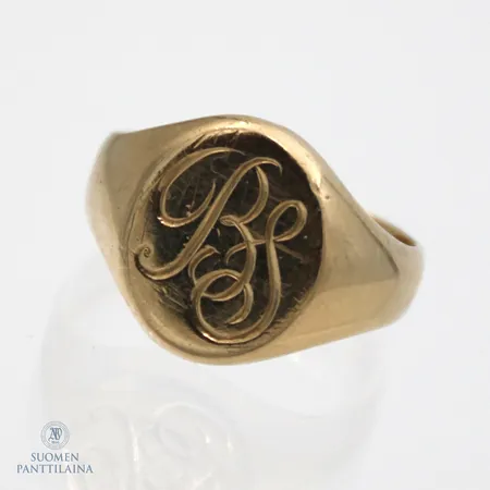 Kantasormus, koko 17¾, kaiverrettu, 585,  Paino: 7,9 g