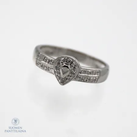 Timanttisormus 6xn.0.005ct, koko 17, 585br valkokulta,  Paino: 2,7 g