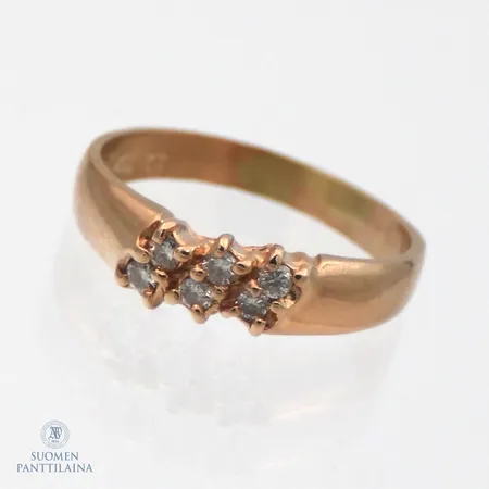 Timanttisormus 6xn.0.02ct, koko 15½, 585br,  Paino: 2,2 g
