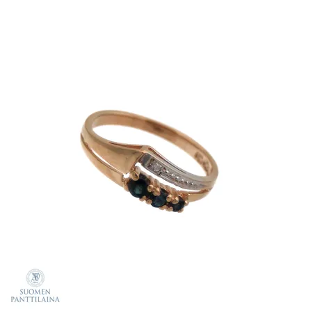 Kivisormus timantilla 1xn.0.01ct, koko 16½, 585br valko- ja keltakulta,  Paino: 2,1 g