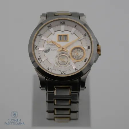 Rannekello Seiko Premier Kinetic Perpetual leap Year, ref.7d48-0AA0, käytön jälkiä, rungon Ø40mm, rannekkeen pituus 170mm, 