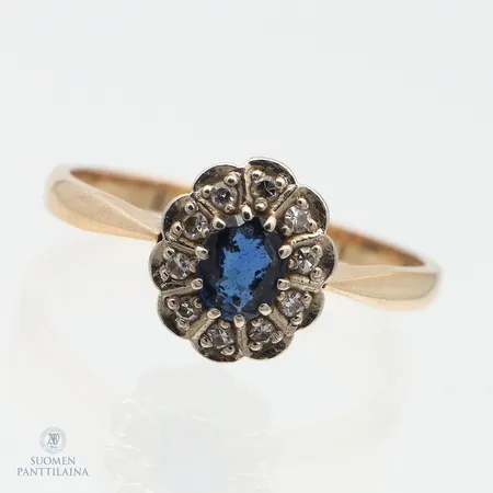 Diana-sormus timanteilla 10xn.0.005ct, koko 15¾, 585br,  Paino: 1,6 g