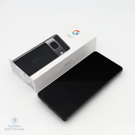 Google Pixel 7 5G- puhelin, 128/8 Gt, Obsidian, puhelimeen kiinnitetty Popsocket, mukana alkuperäinen laatikko, takuu 24kk, ostettu 11.8.2023