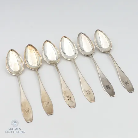 Kuusi ruokalusikkaa, kaiverrettu, pituus 179mm, 813,  Paino: 188,3 g