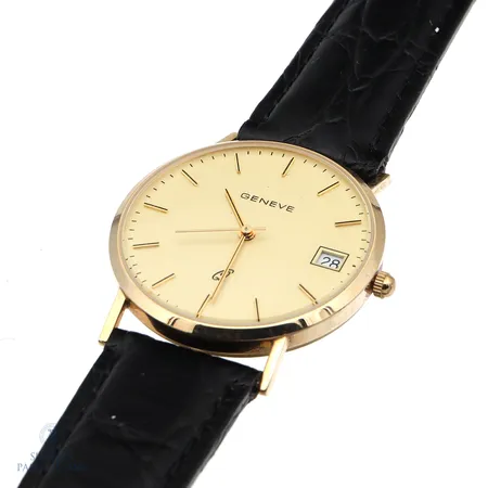Kultarannekello Geneve, quartz; ei käy, rungon Ø 32mm, rannekkeen pituus 185-225mm, 585br,  Paino: 22 g