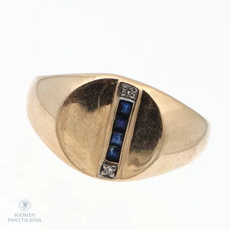 Kivisormus timanteilla 2xn.0.005ct, koko 18¾, 585br,  Paino: 2,8 g