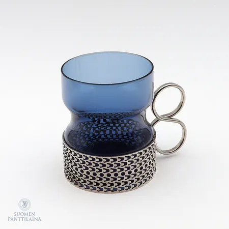 Yksi glögilasi, Tsaikka, Iittala, design Timo Sarpaneva, korkeus 82mm, sininen