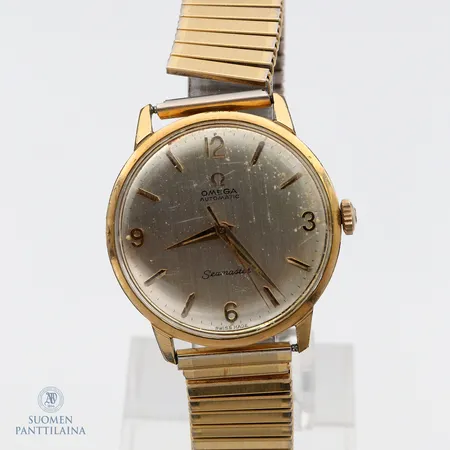 Teräsrannekello Omega Seamaster teräsrannekkeella, automaatti, Ø 35mm, caliberi 552, 24-kivinen, sarjanumero 19978496, 165.001, taulu hapettunut, lasissa naarmuja ja ranneke viallinen