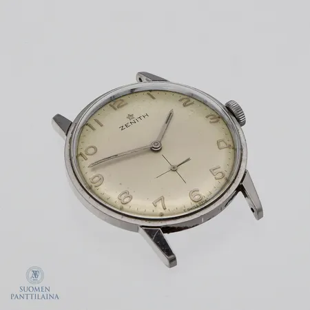 Teräsrannekello Zenith, mekaaninen, Ø 35mm, sarjanumero 427A189, pientä kulumaa lasissa ja taulussa.  