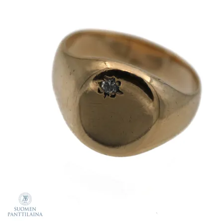Timanttikantasormus 1xn.0.04ct, koko 19½, 585, Paino: 8 g