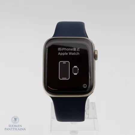 Älykello Apple Watch series 6 44mm gold, navy silikoonirannekkeella, laturi, laatikko ja ostokuitti 11/2021, siisti kunto. 