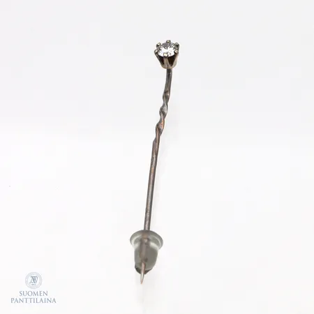 Timanttirintaneula 1xn.0.11ct, korkeus 48mm, 585br valkokulta, Paino: 0,7 g