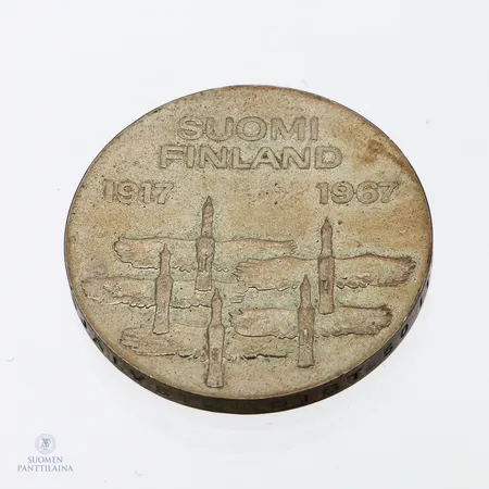 Juhlaraha, Suomen itsenäisyyden kunniaksi 1917-1967, nimellisarvo 10mk, 900, Paino: 23,9 g