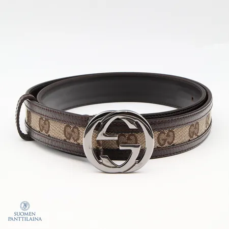 Vyö Gucci, Double G Buckle Monogram belt, pituus 87cm-92cm, 114874, dustbag. Paino: 0 g