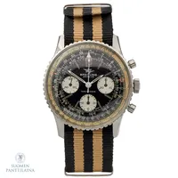 Teräsrannekello, Breitling Navitimer, ref.806, sr.1222624, manuaali, rungon Ø 41mm, rungossa pieniä käytön jälkiä, nato-ranneke