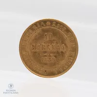 Kultaraha 10 markkaa, vuodelta 1882, 900, Paino: 3,2 g