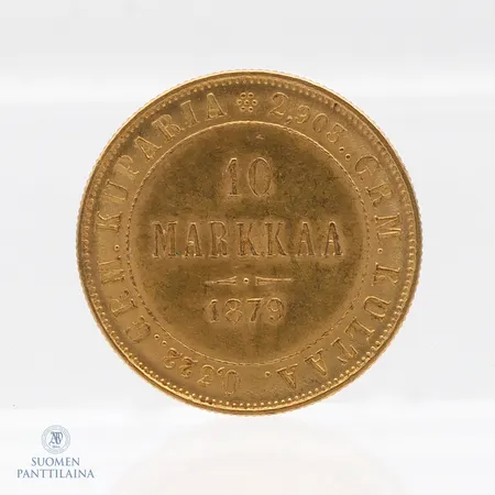 Kultaraha 10 markkaa, vuodelta 1879, 900, Paino: 3,2 g