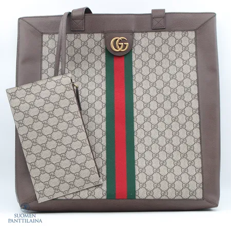 Käsilaukku Gucci Ophidia Soft GG Supreme Large Tote with pouch, 519335 / 525040, A025794337, mitat 41x43cm, pikkulaukun mitat 24x14cm, Made in Italy, dustbag.